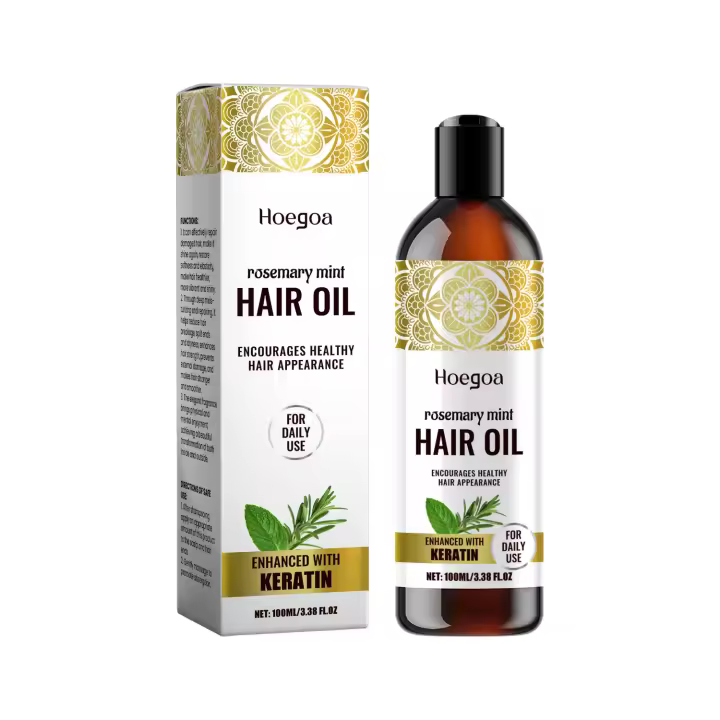 HOEGOA Aceite para el cabello de masaje diario suave, nutritivo e hidratante de menta y romero - 1