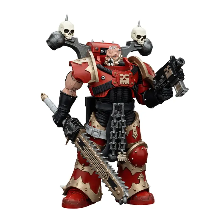 JOYTOY 1/18 figura de acción 40K World Eaters Khorne Berzerker con eviscerator Chainsword Anime modelo militar - 1