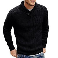 Suéteres de talla grande para hombre, jersey de color liso, tops de punto, ropa de otoño e invierno, 2024 - details 1