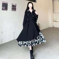 Elegante Vestido de Moda Casual para Mujer Corte A-line de Cintura Alta y Manga Larga con Detalles de Parche de Botón Todo Emparejamiento - details 0