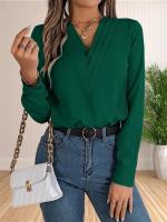 Blusa elegante de oficina de negocios para mujer, camisas elegantes de manga larga con cuello en V en capas, Tops de trabajo 2024 - details 13