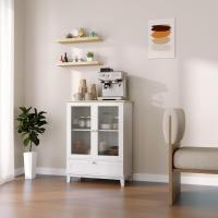 Aparador de Vidrio de 2 Puertas Mueble Ajustable para Sala de Estar y Dormitorio 68x35x85 cm - details 8