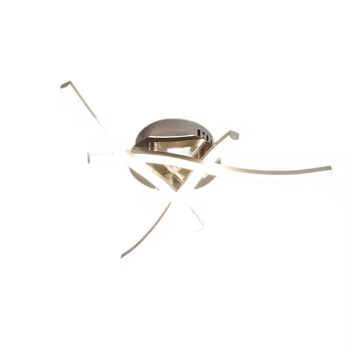 Lámpara de techo LED ondulada de tres puntos, barra de luz plateada de tres puntos de 18W, 36cm, con control remoto - 1