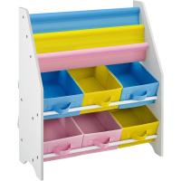 Estantería de Juguetes de 9 Cajones de Tela No Tejida Organizador Infantil para Sala de Juegos de Guardería Marco de Madera Blanco - details 17