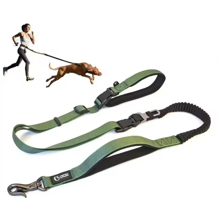TSPRO Perro manos libres para caminar, correr cinturón de seguridad para automóvil, correa elástica amortiguadora con mango acolchado - 1