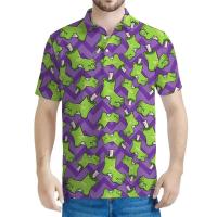 Polo con estampado 3D de dibujos animados de zombies para hombre, top Haruku de manga corta con cuello y botones, Eye of the Brain, verano - details 14