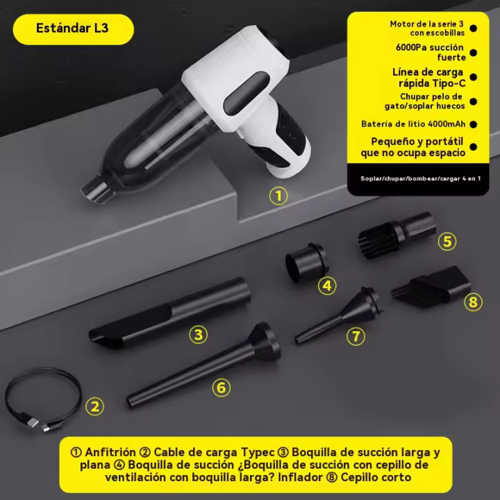 Aspiradora de coche potente multifunción Portátil para casa de mano - 1