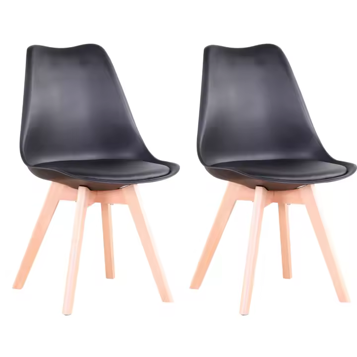 EGOONM-Juego de sillas de comedor Medieval nórdicas, asiento acolchado de PU, patas de madera, sillas de escritorio para comedor, dormitorio, balcón y restaurante, 2 unidades - 1