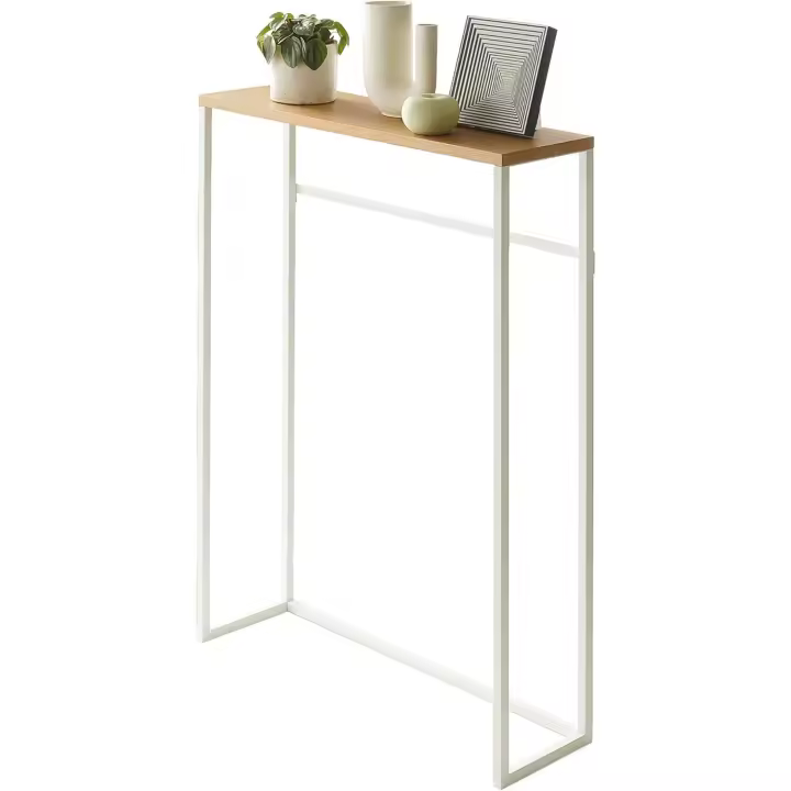 Mesa consola Tower acero/madera blanco 60 x 18,5 x 80,5 cm - 1