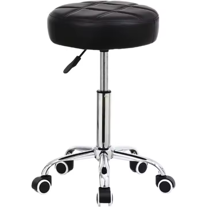 Taburete Giratorio Taburete de Bar Taburete de Trabajo Regulable en Altura 51-67cm Giratorio de imitación de Cuero Negro - 1