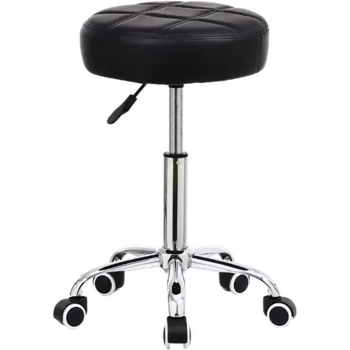 Taburete Giratorio Taburete de Bar Taburete de Trabajo Regulable en Altura 51-67cm Giratorio de imitación de Cuero Negro - 1