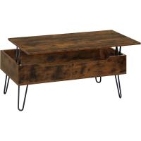 Centro Elevable, Mesa Salon con Espacio Interno, Mesa Centro Elevable y Extensible, Mesa Auxiliar con Patas Metálicas para Salón, 95x50x(40-55,5) cm, Marrón Rústico, BTS18hov - details 17