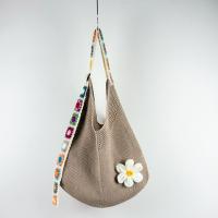 Bolso de punto de flores de ganchillo Simple, bolso de mano de playa tejido de malla, bolso de playa hecho a mano, bolso de hombro hueco de verano - details 6