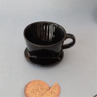 Taza de filtro de café, gotero de café de cerámica negra, soporte de goteo de filtro reutilizable L - details 1