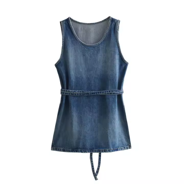 Chaqueta vaquera desgastada con cuello redondo para mujer Nueva moda de verano - 1