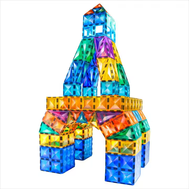 Bloques de construcción magnéticos para niños, juguete de plástico ABS para ejercitar la imaginación, 106 piezas, 7,5 cm - 1