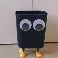 Cubo de basura Kawaii de ojos grandes, cubo de basura de dibujos animados engrosado de plástico creativo, gran capacidad con pies, cubo de basura divertido para dormitorio - details 3