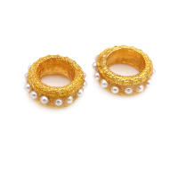 Color dorado mate, latón y perlas de imitación de plástico, espaciador de rueda, cuentas para pulsera, accesorios para hacer joyas Diy - details 16