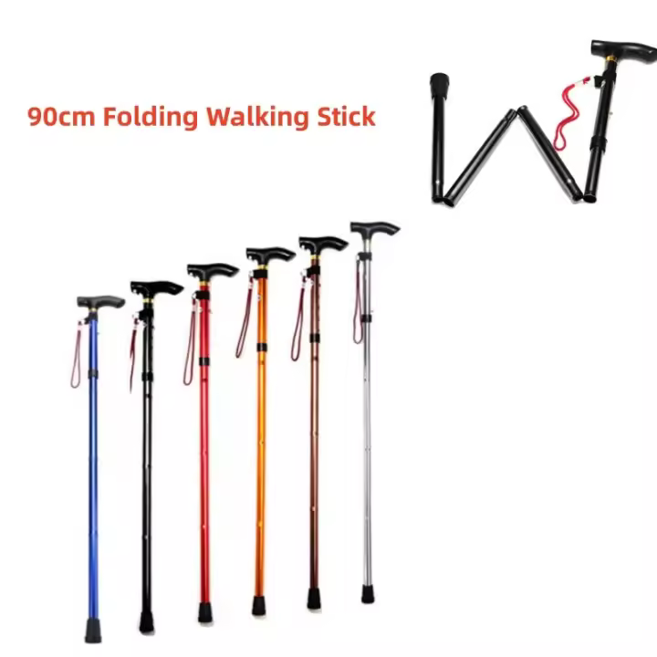 Bastón plegable telescópico, bastón LED para caminar, muletas para madre, padre mayor, escalada al aire libre - 1