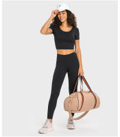 SHINBENE-camisetas de manga corta para mujer, 2 en 1 Top corto, ajustado, liso, atlético, para gimnasio, Yoga - details 2