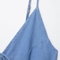 Vestido de Verano de Denim Largo con Correas Decoradas Vestido Suelto, Sin Espalda, Dulce y Fresco para Mujeres - details 7