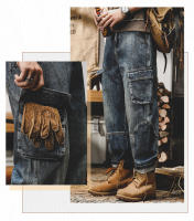 Pantalones Vaqueros Vintage de Otoño para Hombres Estilo Americano Pesado Casual Talla Grande y Pierna Ancha Material de Algodón Cuidado de Lavado por Máquina - details 4