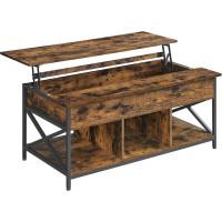 Mesa de Central con Tablero Elevable Estilo Rústico Marrón y Negro Ideal para Dormitorio con Espacio Abierto y Oculto Forma de X - details 22