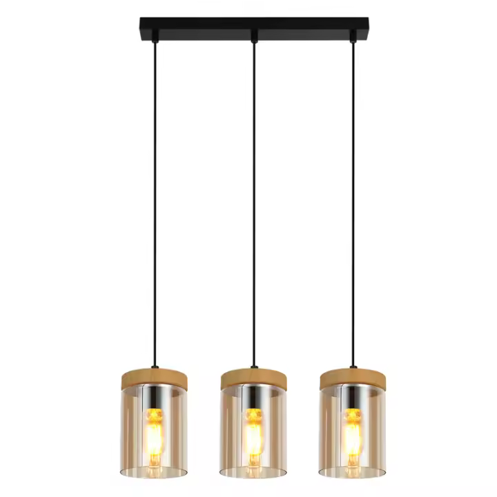 CBJKTX Lámpara colgante para mesa de comedor, 3 llamas, lámpara colgante E27 de vidrio vintage para sala de estar - 1
