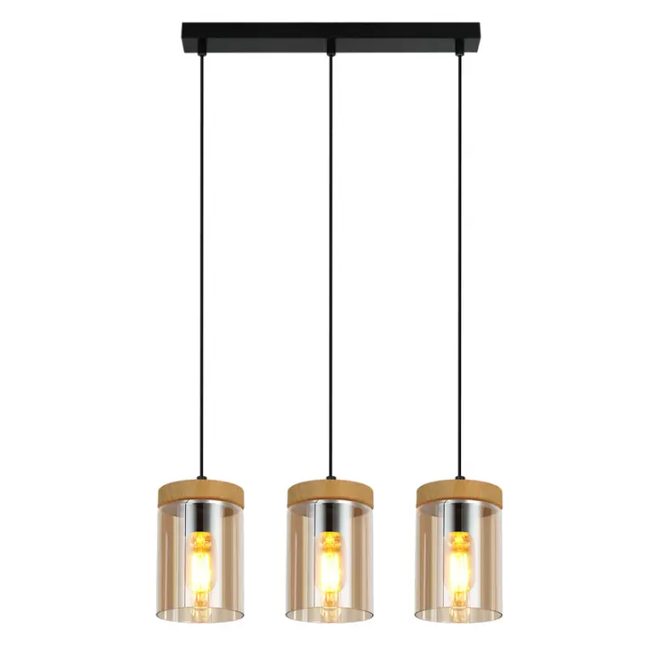 CBJKTX Lámpara colgante para mesa de comedor, 3 llamas, lámpara colgante E27 de vidrio vintage para sala de estar - 1