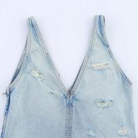 Vestido vaquero clásico de moda para mujer, estilo personalizado, con rotos y decoraciones. - details 11