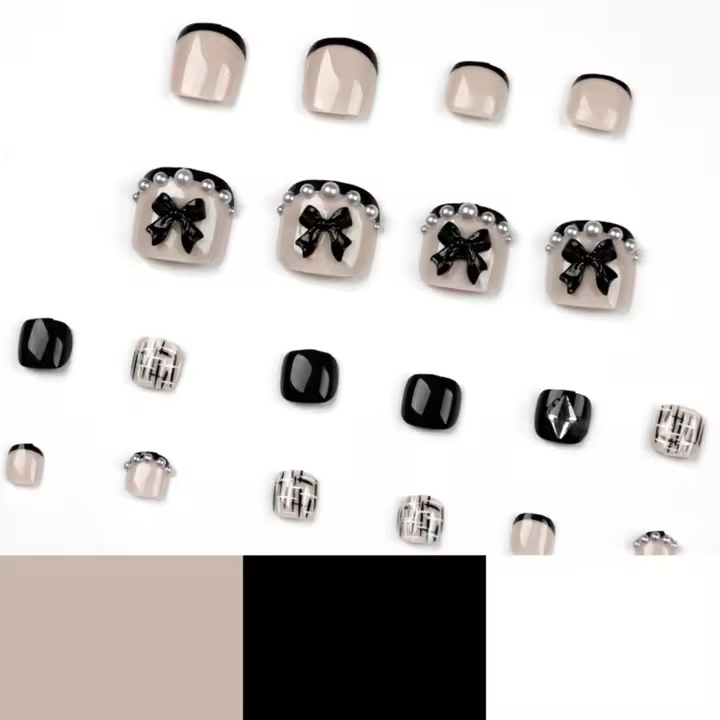 Arte de Uñas de Playa de Verano 24pcs Uñas Falsas de Acrílico con Perlas 3D para Uso en Salones de Belleza y Hogar DIY - 1