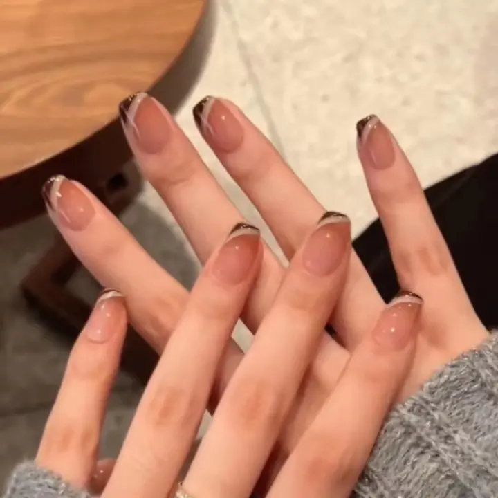 Caja de 24 piezas uñas removibles estilo corto parches uñas postizas uñas tabletas - 1