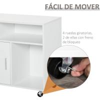Mueble de Oficina Archivador con Ruedas Almacenamiento de Gran Capacidad 100x35x65 cm Blanco - details 5