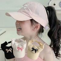 Dulce arco estampado cola de caballo alta niñas sombrero sombreros para el sol gorras de béisbol gorras de viaje ajustables bebés niños gorras con visera sombrero gorra con visera - details 1
