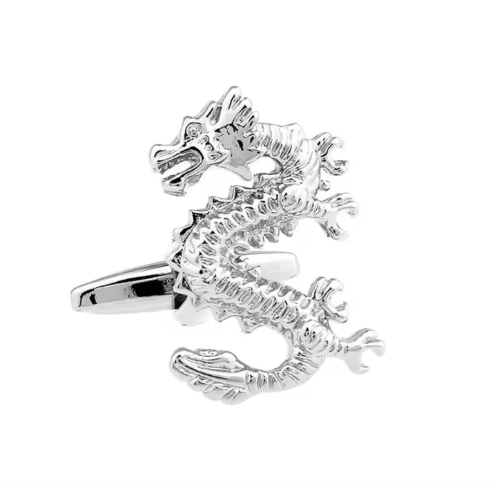 Gemelos retro para hombre, diseño Flying Dragon, material de latón de alta calidad, plateado, venta al por mayor y al por menor - 1