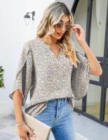 Elegante Blusa de Verano con Estampado Cuello en V para Mujeres Camisa Chic de Moda Joven - details 14