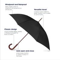 Paraguas de apertura automática, mango clásico de madera con agarre fácil, diseño de dosel resistente al viento, a la lluvia y duradero, versátil - details 13