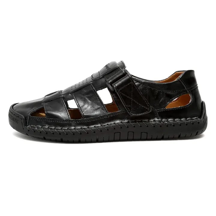 Sandalias de cuero informales con punta cerrada para hombre, zapatos de pescador de playa, sandalias deportivas de verano para exteriores - 1