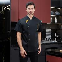 Chaqueta de Chef negra, uniforme de chef de manga corta, abrigo de cocinero, camiseta de Chef, uniforme de trabajo de panadero, camarero, restaurante, ropa de Hotel, logotipo para mujer - details 9
