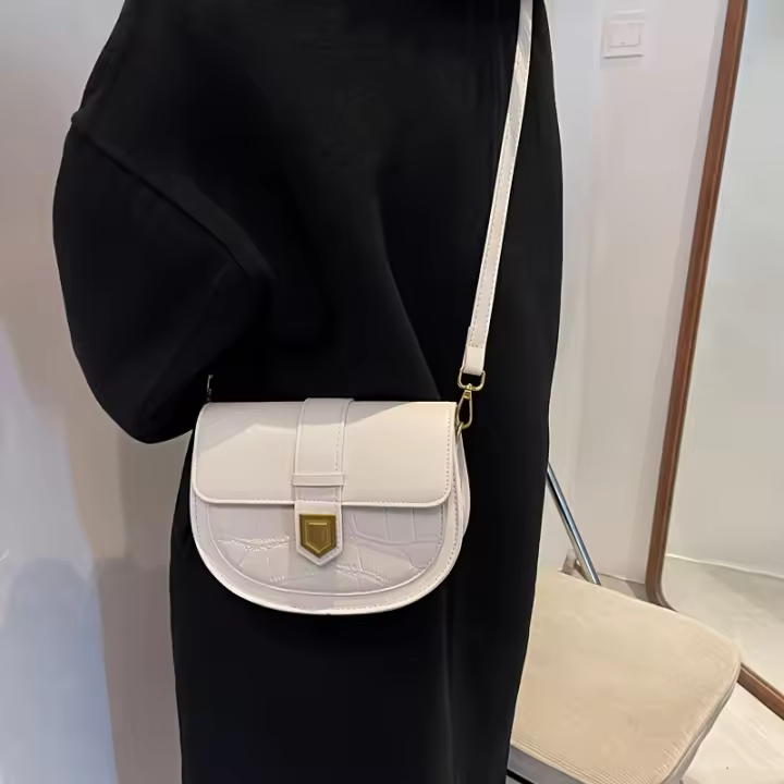 Bolso de hombro a la moda para mujer, bolso cruzado, piel sintética, negro, con cierre magnético, correa extraíble - 1