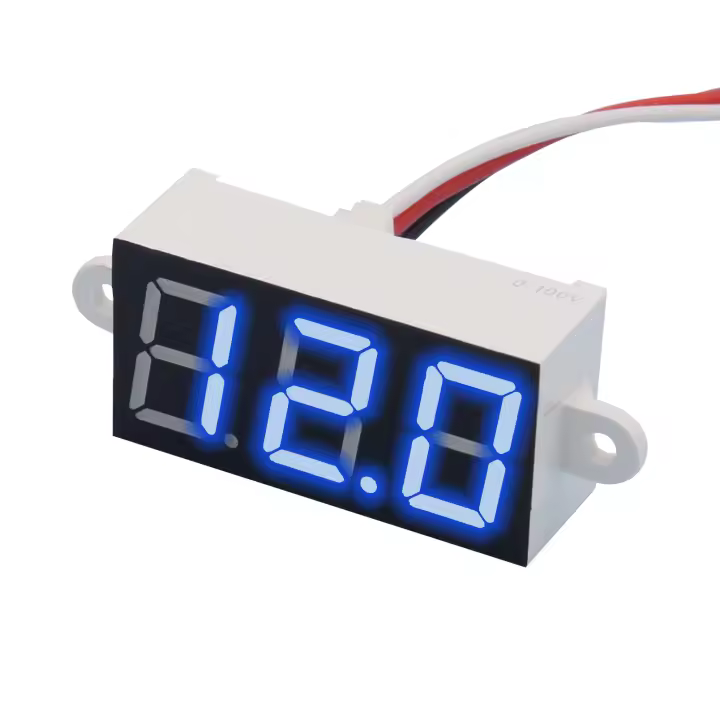 [0.56"] Voltímetro impermeable DC0-100V Pantalla azul 3 cables Panel LED de 0,56 pulgadas Probador de capacidad de voltaje de batería digital Monitor Fuente de alimentación externa Batería de litio de ácido de plomo Moto Vehículos eléctricos Coche - 1