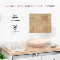 Cocina con Ruedas Carro de Cocina de Madera y Barra Lateral con 2 Cajones y 4 Puertas Blanco - details 3