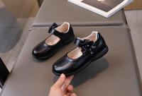 Zapatos de cuero con flores florales para niñas, calzado plano para fiesta, color negro, dulce, princesa - details 9