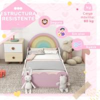 Cama para Niños de 3-6 Años Diseño de Arcoíris Mueble Moderno de Dormitorio 143x74x66 cm Rosa - details 5