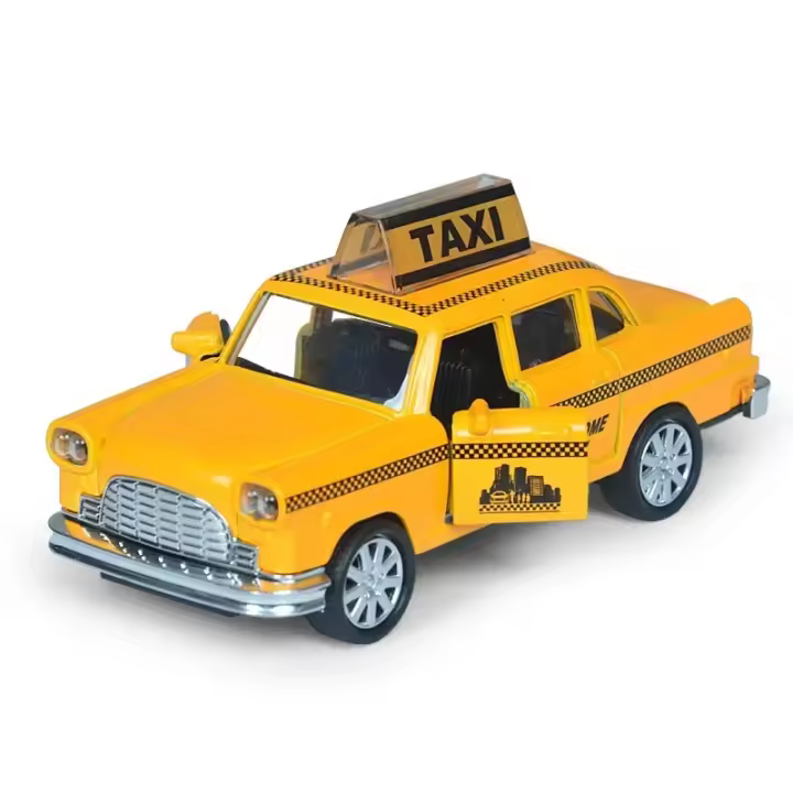 Modelo de coche de Taxi de aleación 1:36 con sonido y luz, vehículo fundido a presión, juguete para niños, juguetes educativos coleccionables de acción, regalo para niños - 1