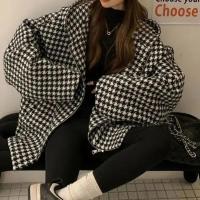 Abrigo de Lana Retro a Cuadros con Gorro Cómodo y Adelgazante Estilo Clásico de Señora para Otoño-Invierno - details 1