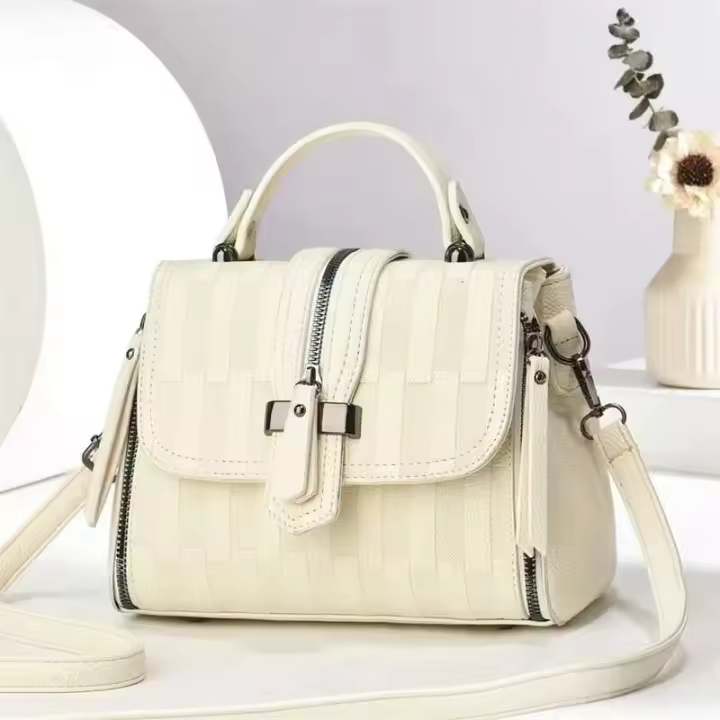 Bolso de hombro diagonal de gran capacidad de alta gama para mujer, botón con cremallera, forro de poliéster -21497 - 1