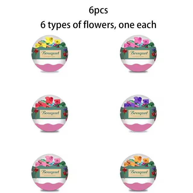 Ramo eterno de huevo retorcido, de partículas pequeñas bloques de construcción, montaje de bricolaje, 6 piezas, regalo de flores, adornos, juguetes creativos nuevos y únicos - 1