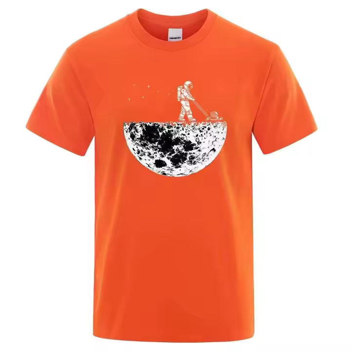 Camiseta de astronauta, diseño, depilación de hombres en la luna, camisa de moda transpirable, ropa creativa, camiseta de gran tamaño - 1