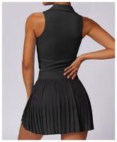 ALO yoga traje de tenis mujer nuevo v-line solapa chaleco sin mangas deporte fitness falda corta bádminton ropa - details 14
